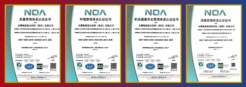 安翼三大体系认证证书